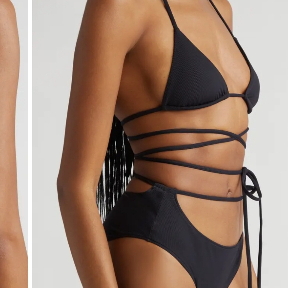 K.NGSLEY Naomi Halter Crossover Tie Waist Bikini Top NWOT - Picture 3 of 6